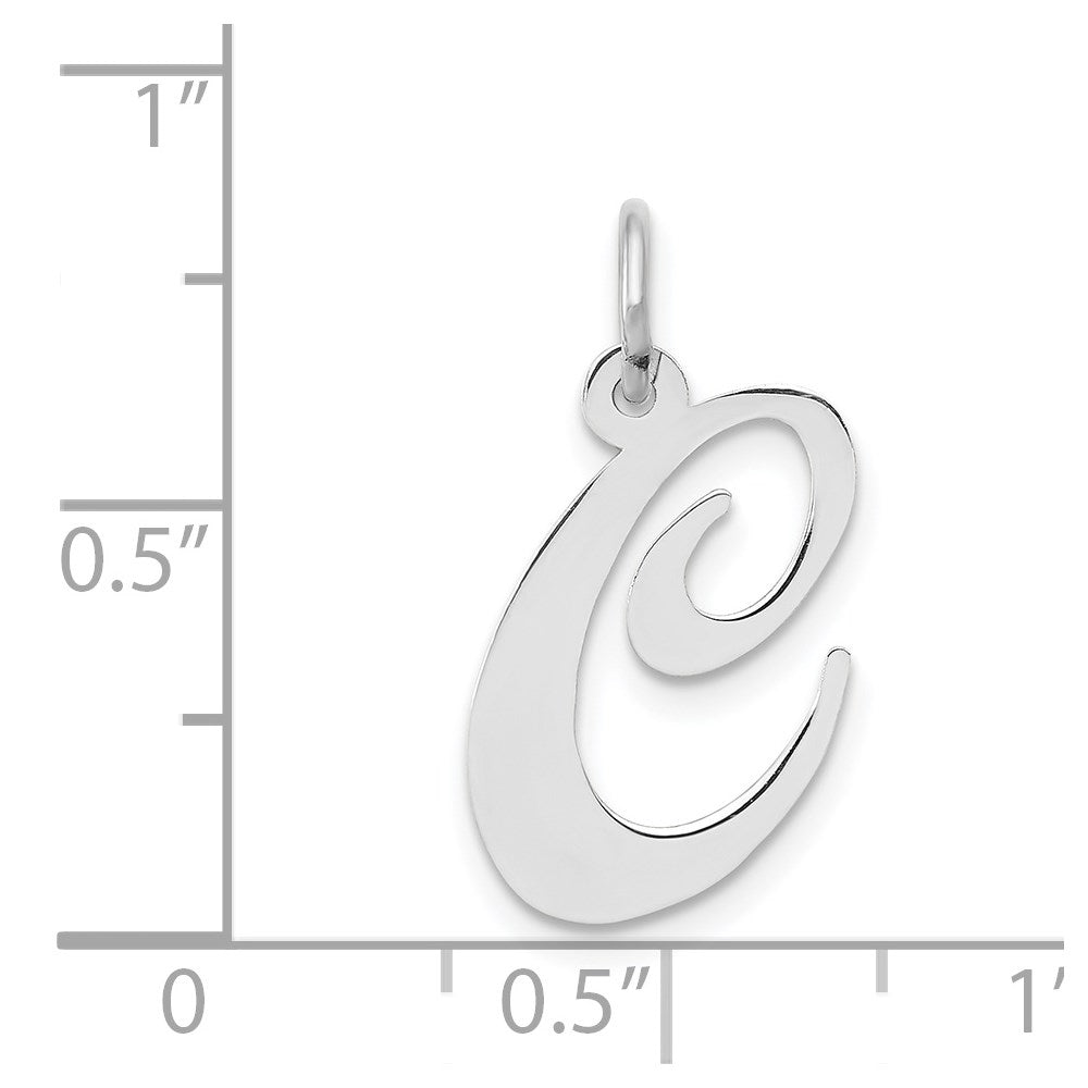 14k White Gold Medium Fancy Script Letter C Initial Charm