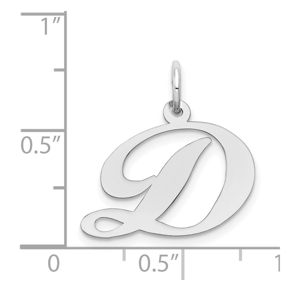 14k White Gold Medium Fancy Script Letter D Initial Charm