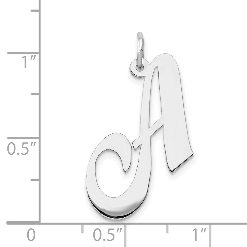 14k White Gold Large Fancy Script Letter A Initial Charm