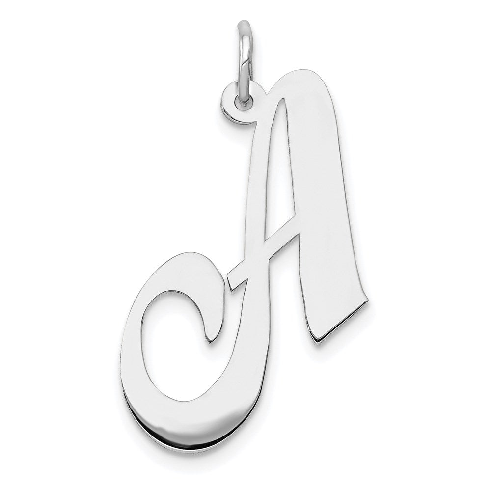 14k White Gold Large Fancy Script Letter A Initial Charm