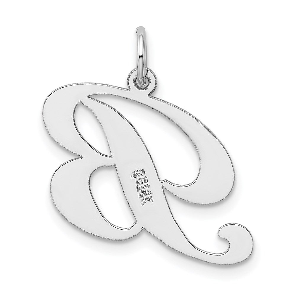 14k White Gold Large Fancy Script Letter B Initial Charm