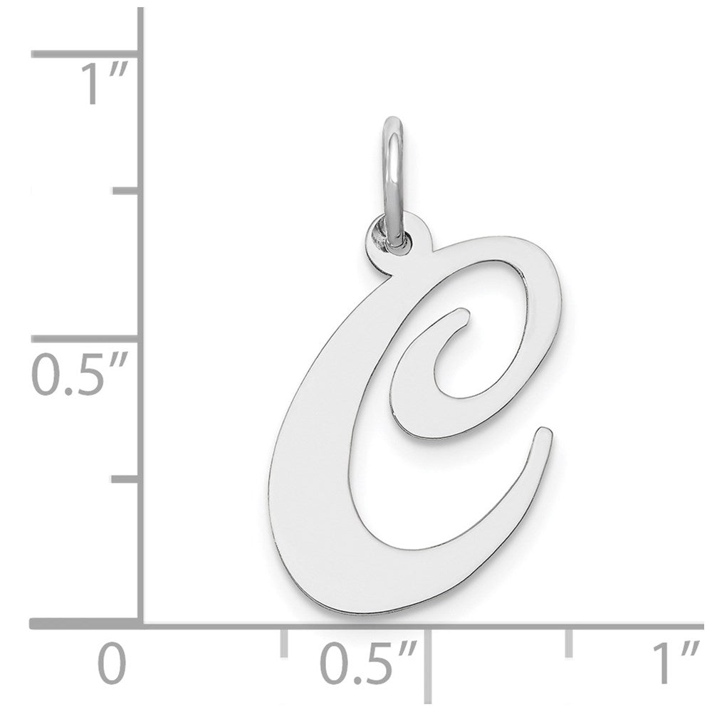 14k White Gold Large Fancy Script Letter C Initial Charm