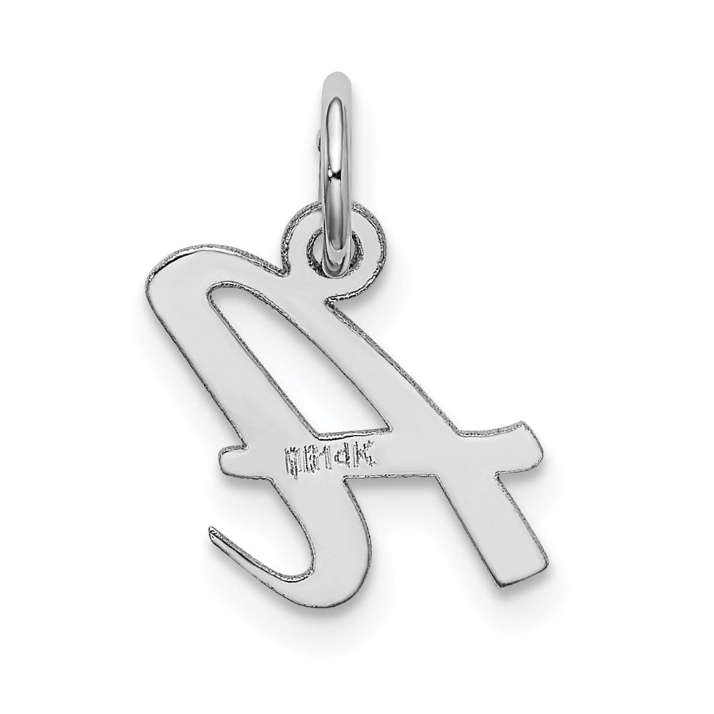 14k White Gold Small Script Letter A Initial Charm