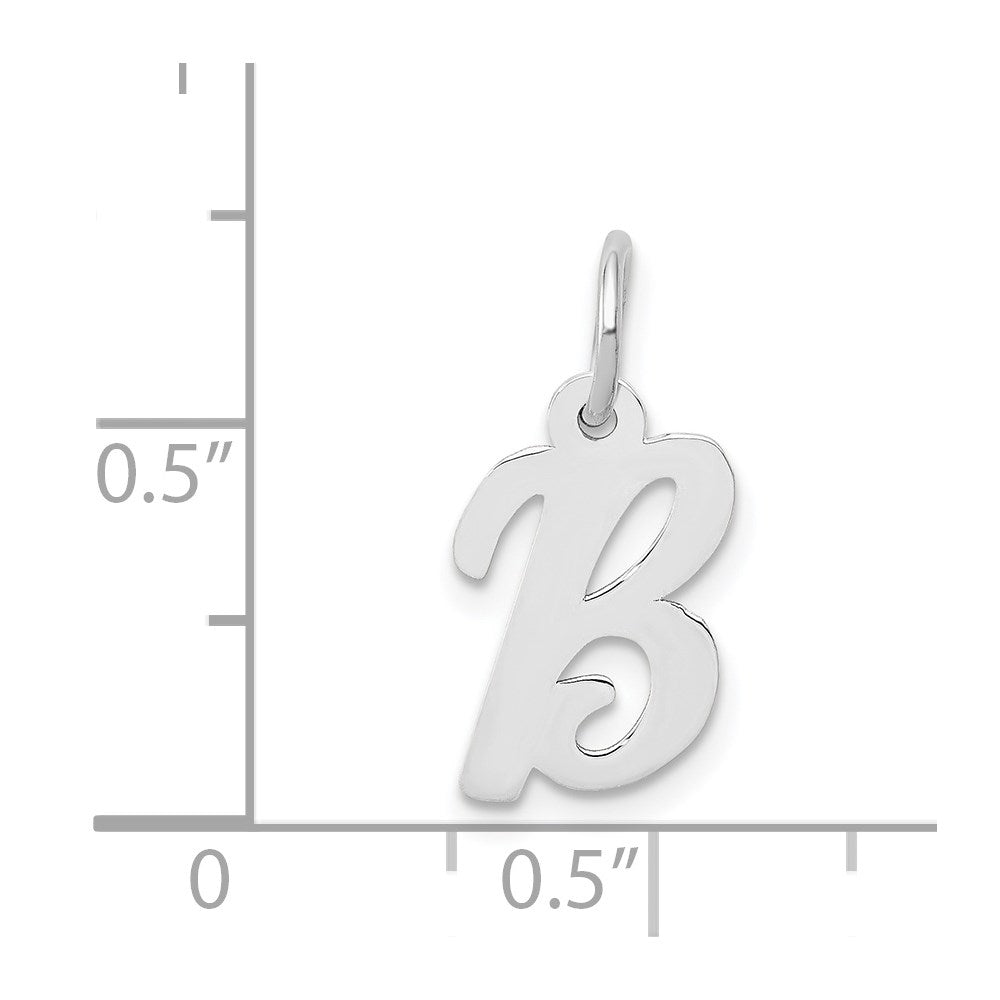 14k White Gold Small Script Letter B Initial Charm