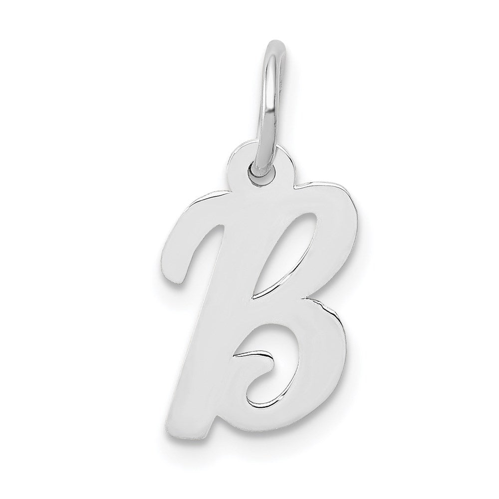 14k White Gold Small Script Letter B Initial Charm