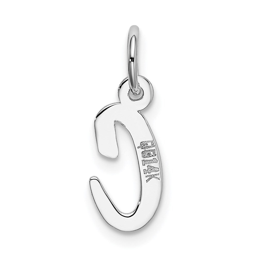 14k White Gold Small Script Letter C Initial Charm