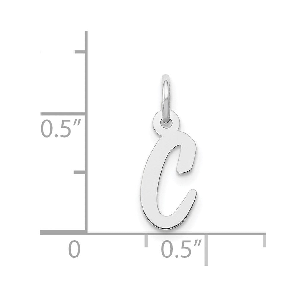 14k White Gold Small Script Letter C Initial Charm