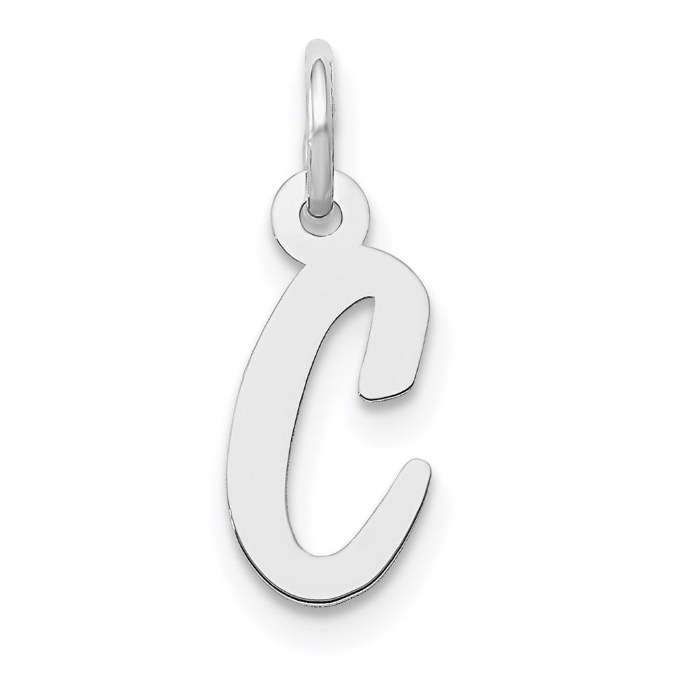 14k White Gold Small Script Letter C Initial Charm