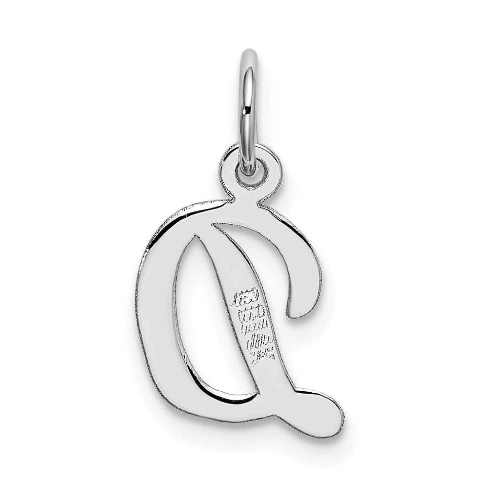 14k White Gold Small Script Letter D Initial Charm