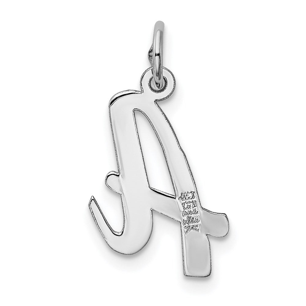 14k White Gold Medium Script Letter A Initial Charm