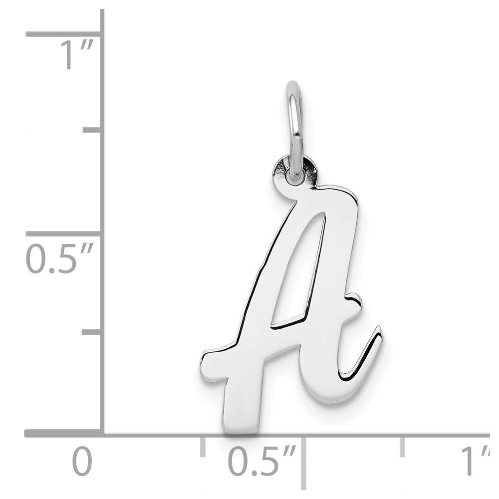 14k White Gold Medium Script Letter A Initial Charm