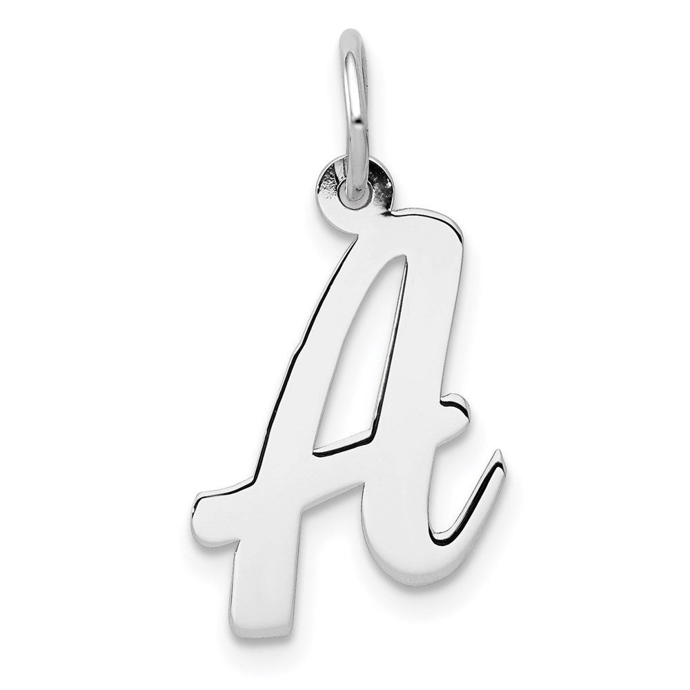 14k White Gold Medium Script Letter A Initial Charm