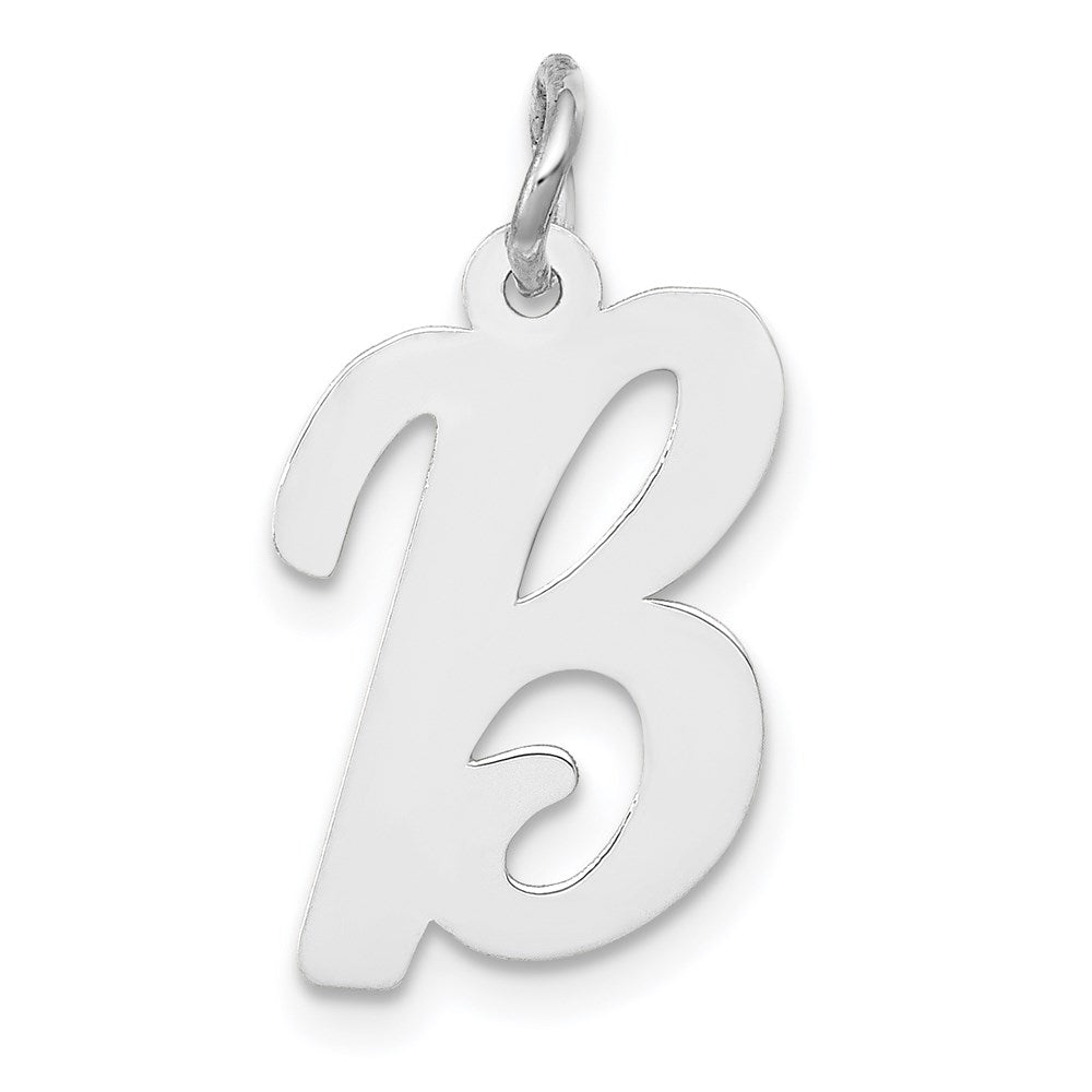 14k White Gold Medium Script Letter B Initial Charm