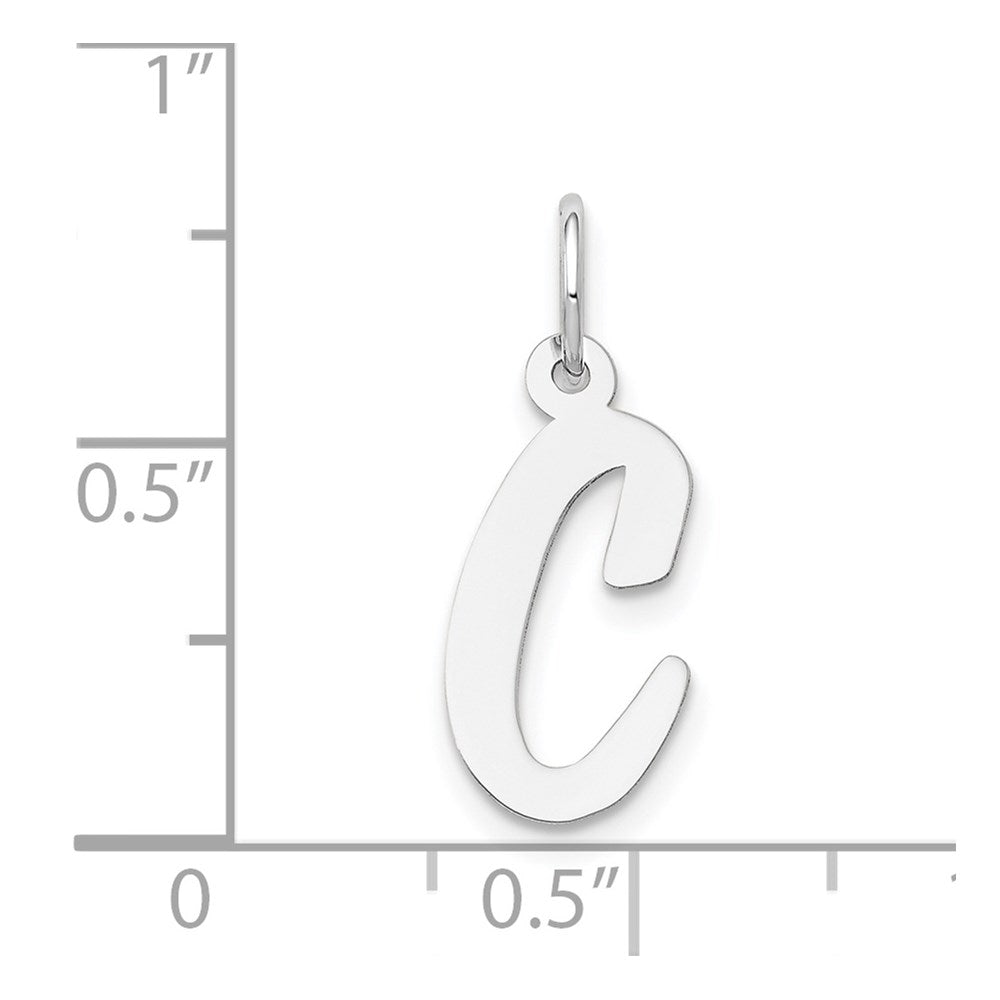 14k White Gold Medium Script Letter C Initial Charm