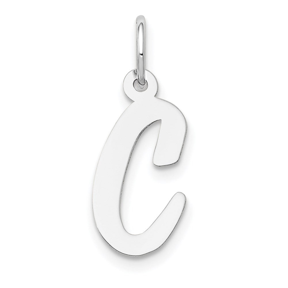 14k White Gold Medium Script Letter C Initial Charm