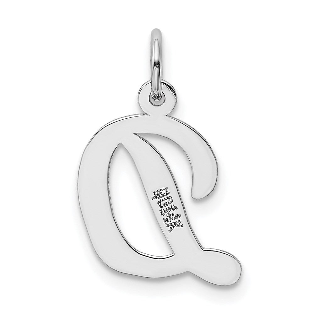 14k White Gold Medium Script Letter D Initial Charm