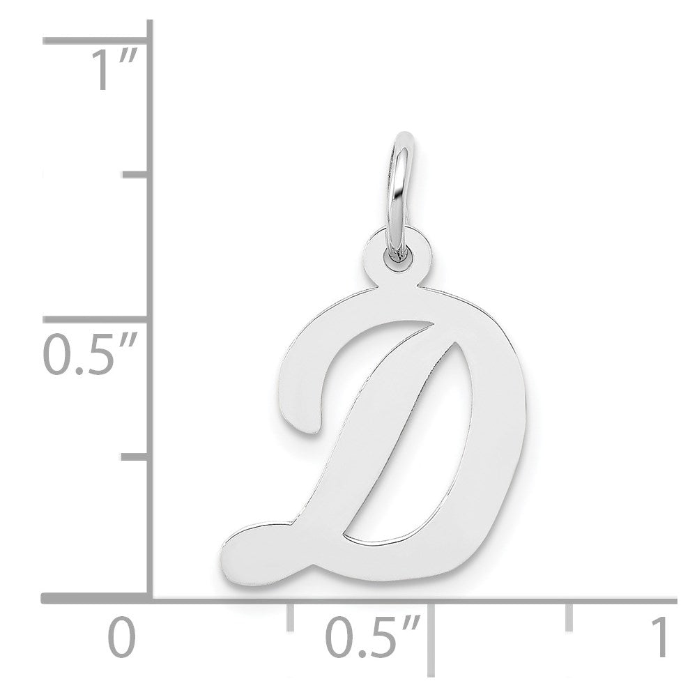 14k White Gold Medium Script Letter D Initial Charm