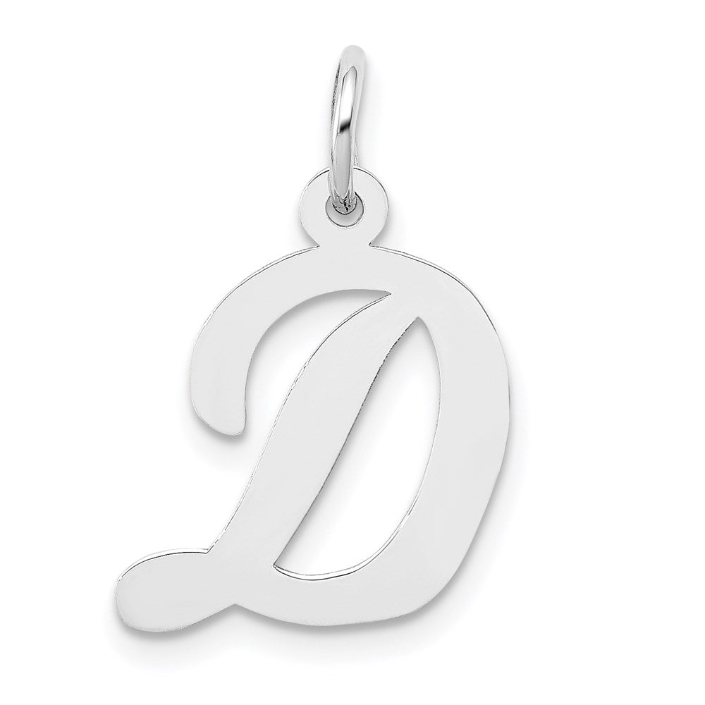 14k White Gold Medium Script Letter D Initial Charm