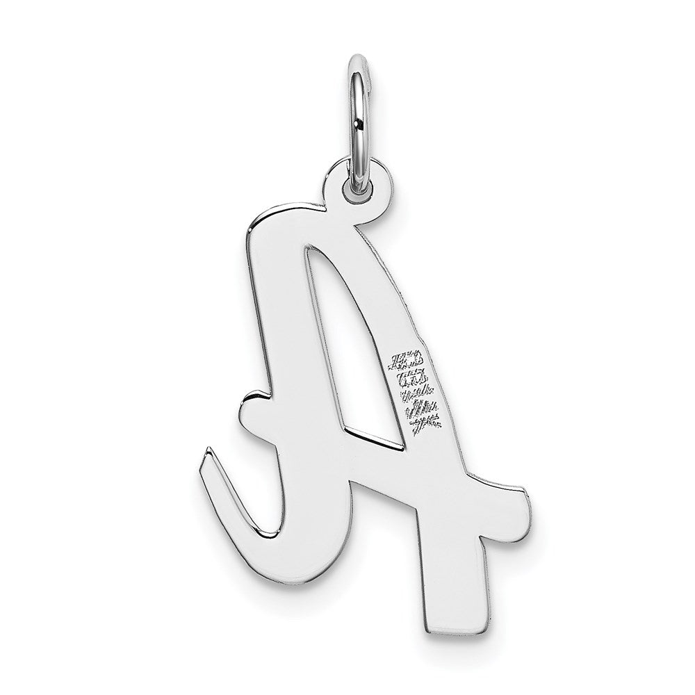 14k White Gold Large Script Letter A Initial Charm