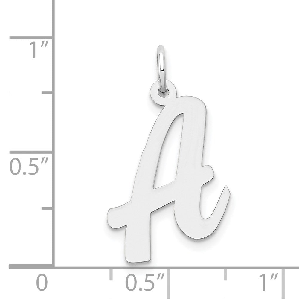 14k White Gold Large Script Letter A Initial Charm