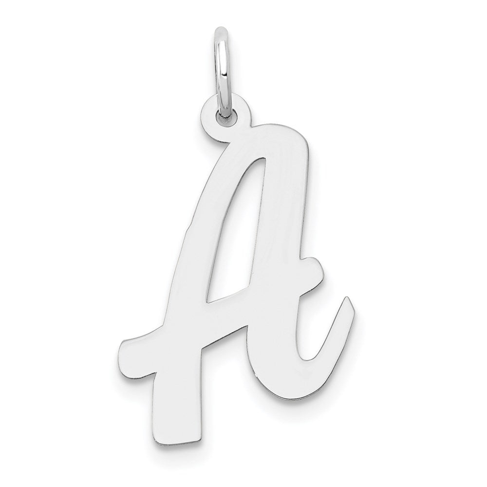 14k White Gold Large Script Letter A Initial Charm