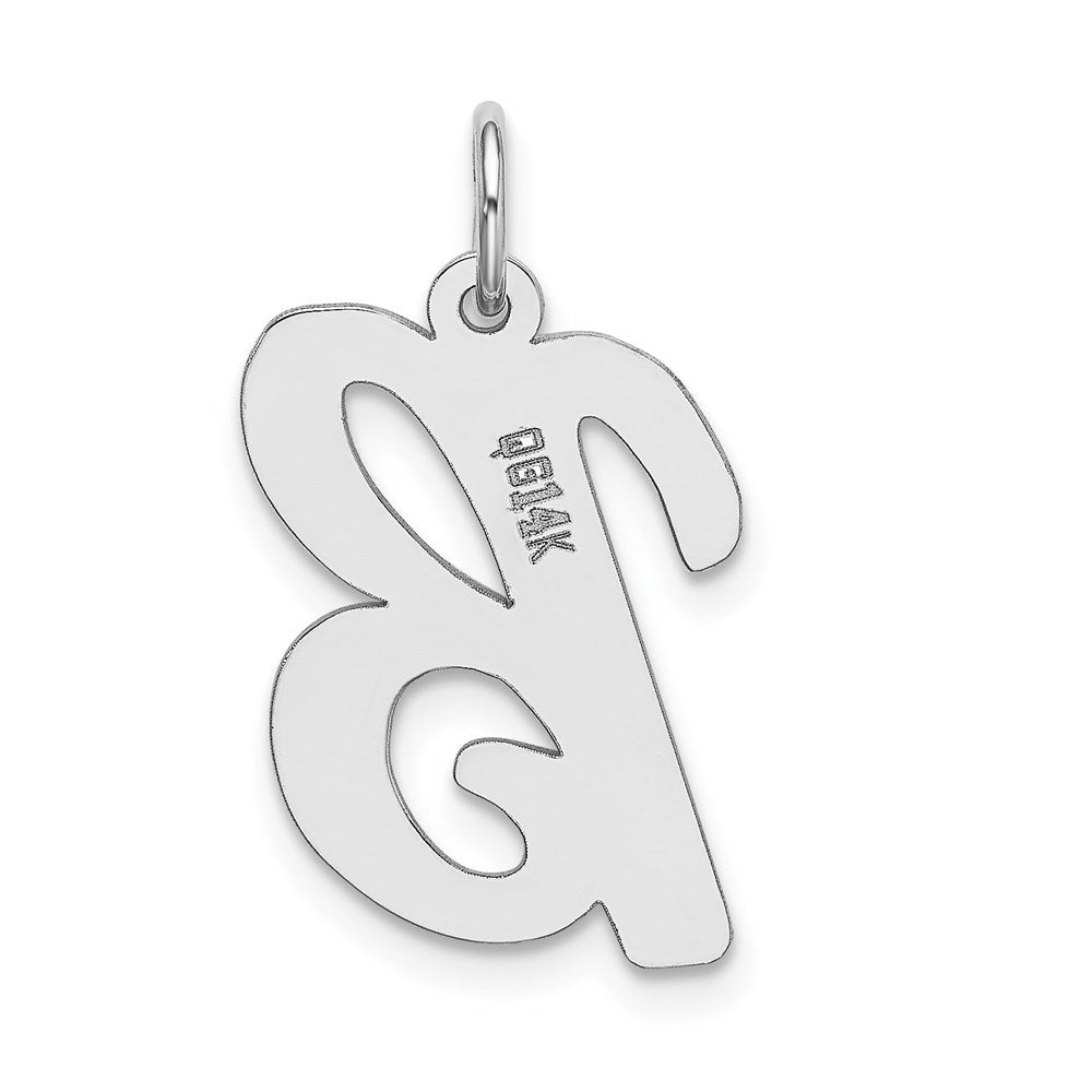 14k White Gold Large Script Letter B Initial Charm