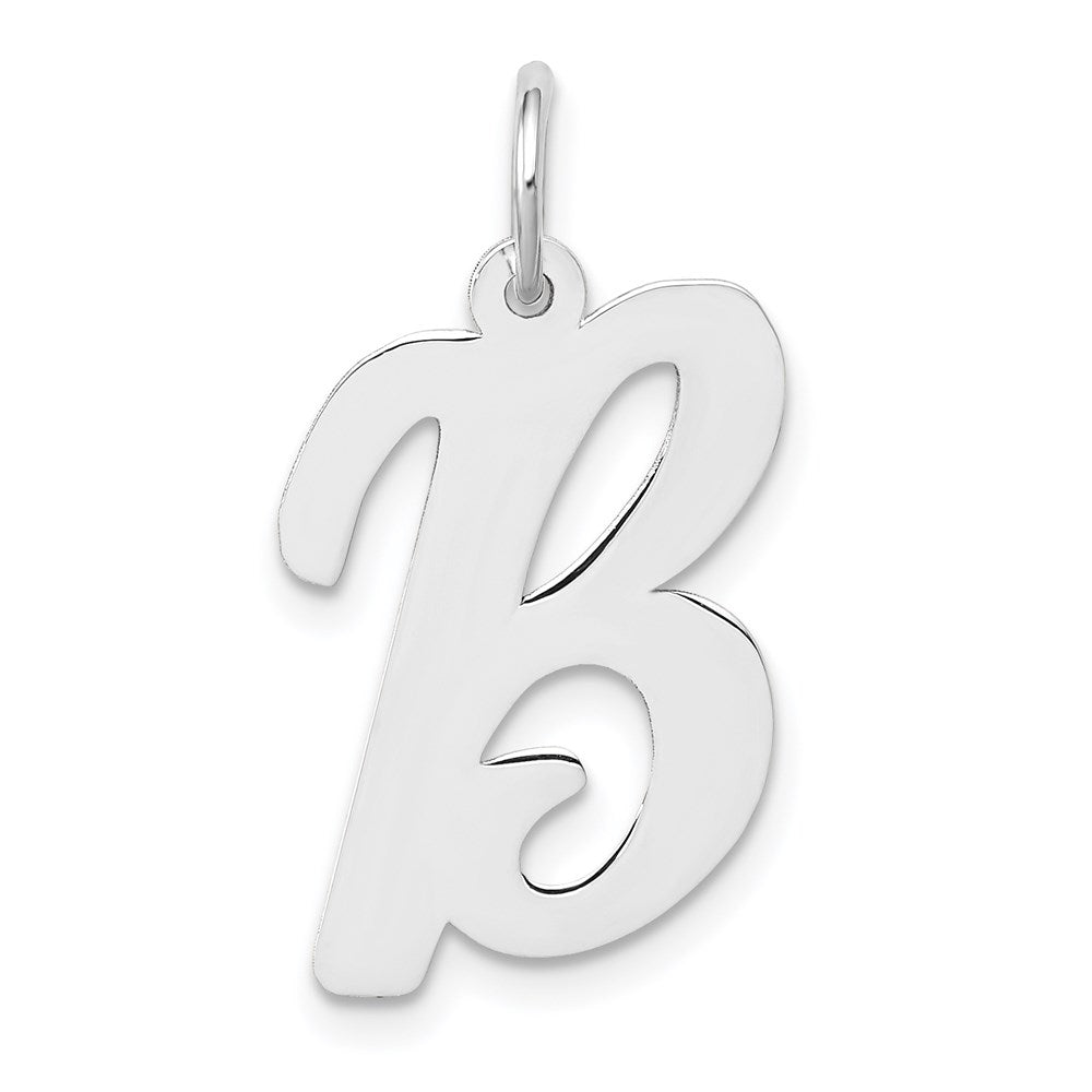 14k White Gold Large Script Letter B Initial Charm