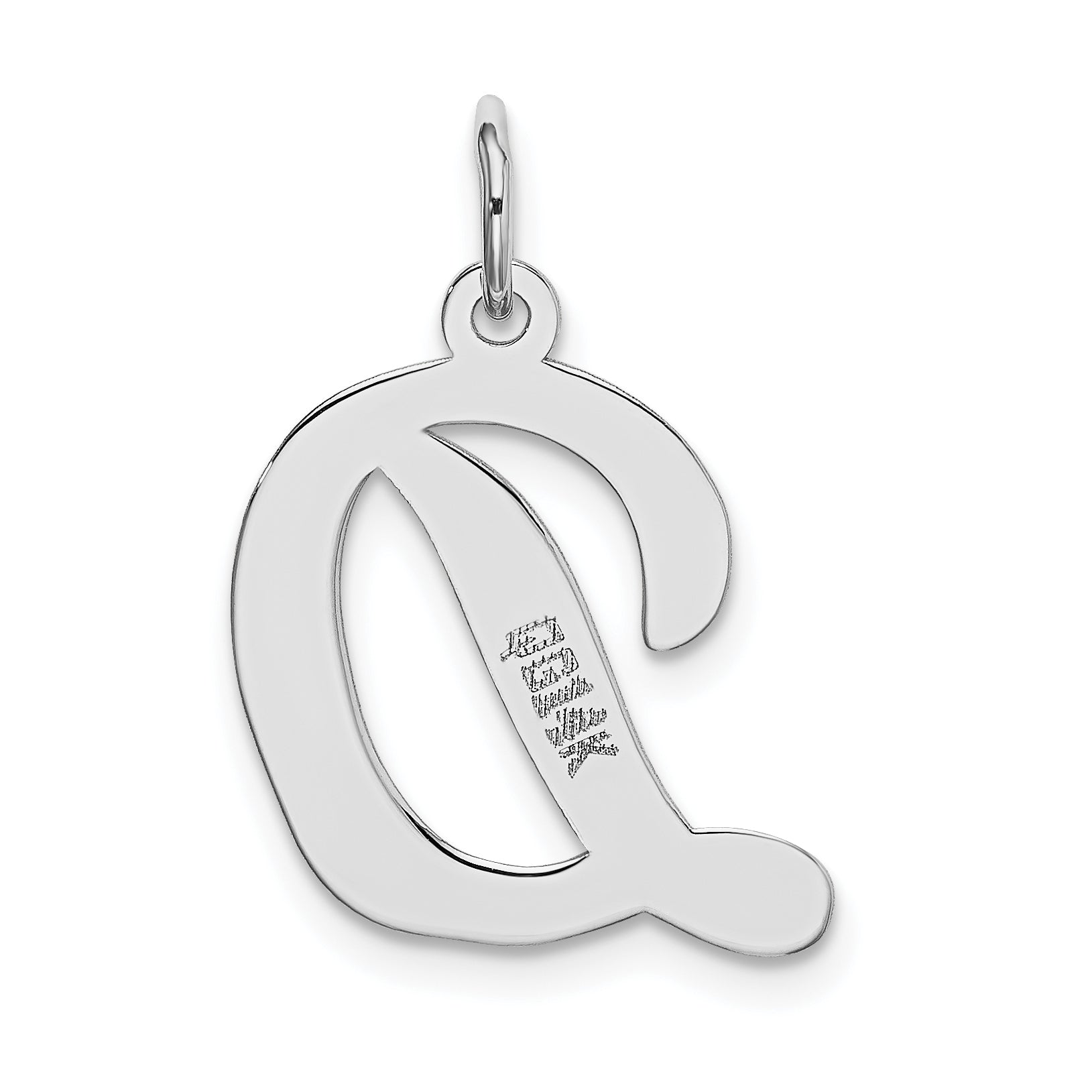 14k White Gold Large Script Letter D Initial Charm