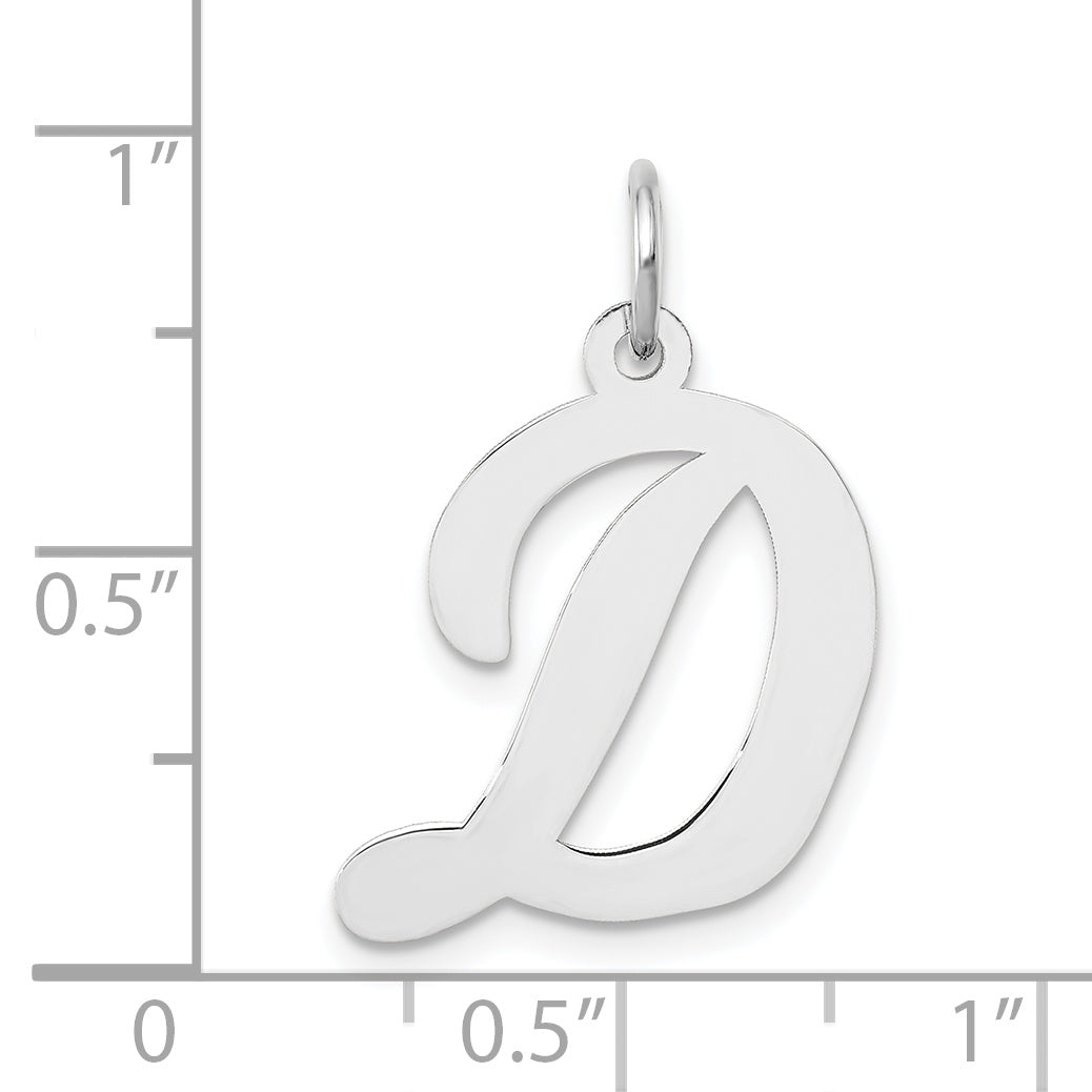 14k White Gold Large Script Letter D Initial Charm