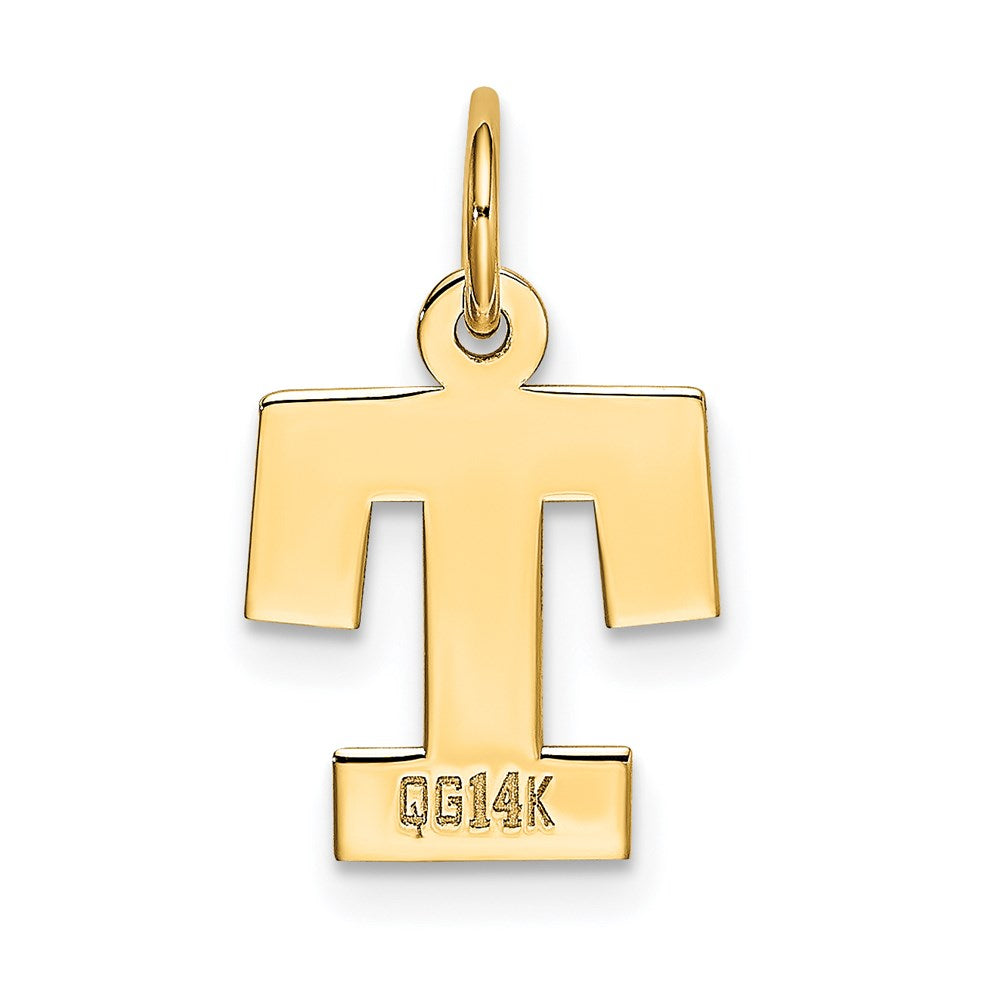 14k Small Block Letter T Initial Charm