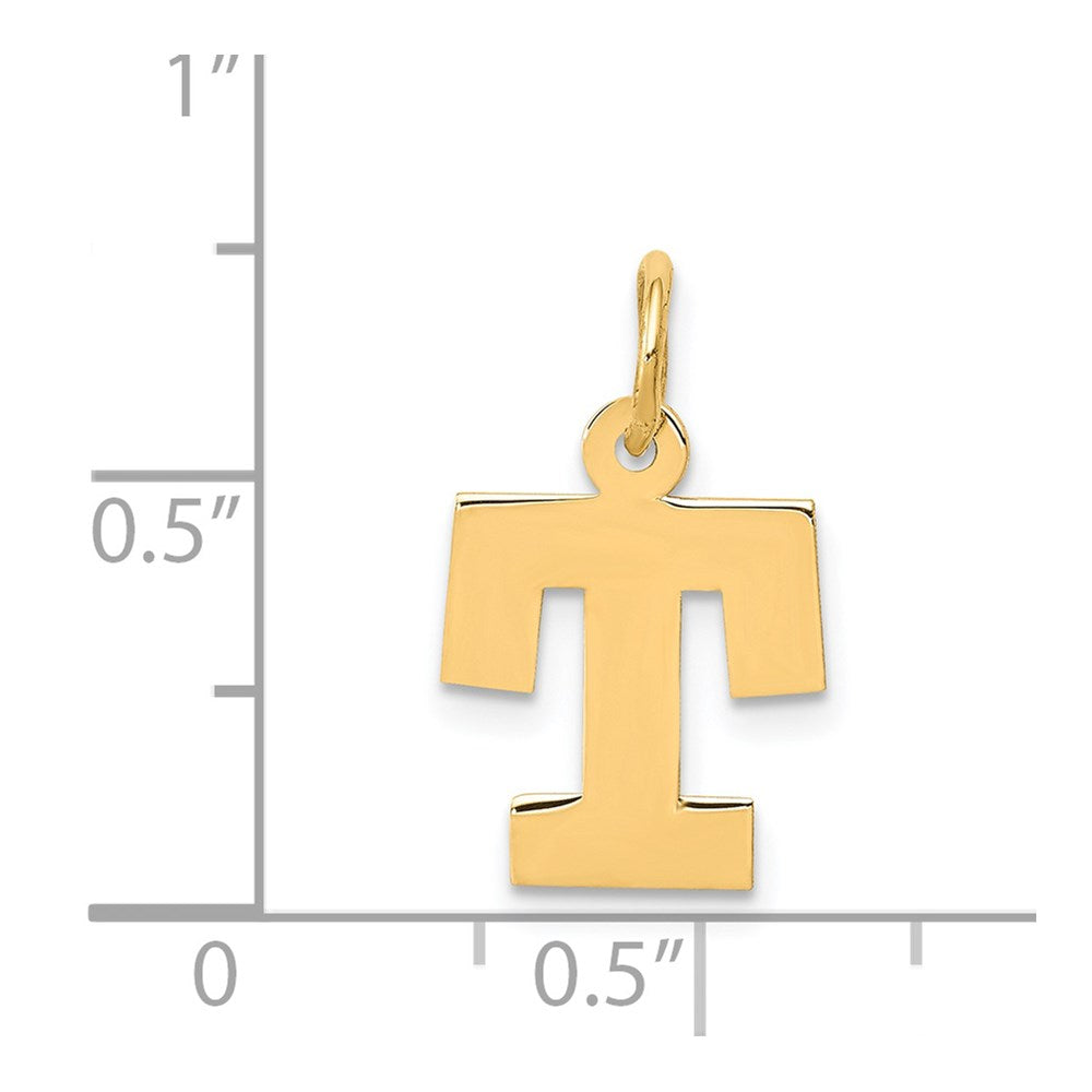 14k Small Block Letter T Initial Charm