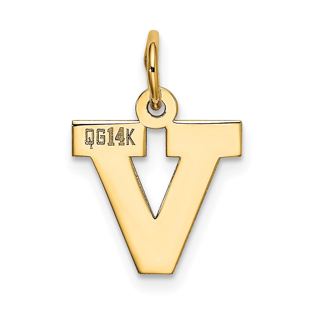 14k Small Block Letter V Initial Charm