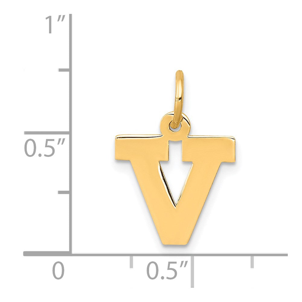 14k Small Block Letter V Initial Charm