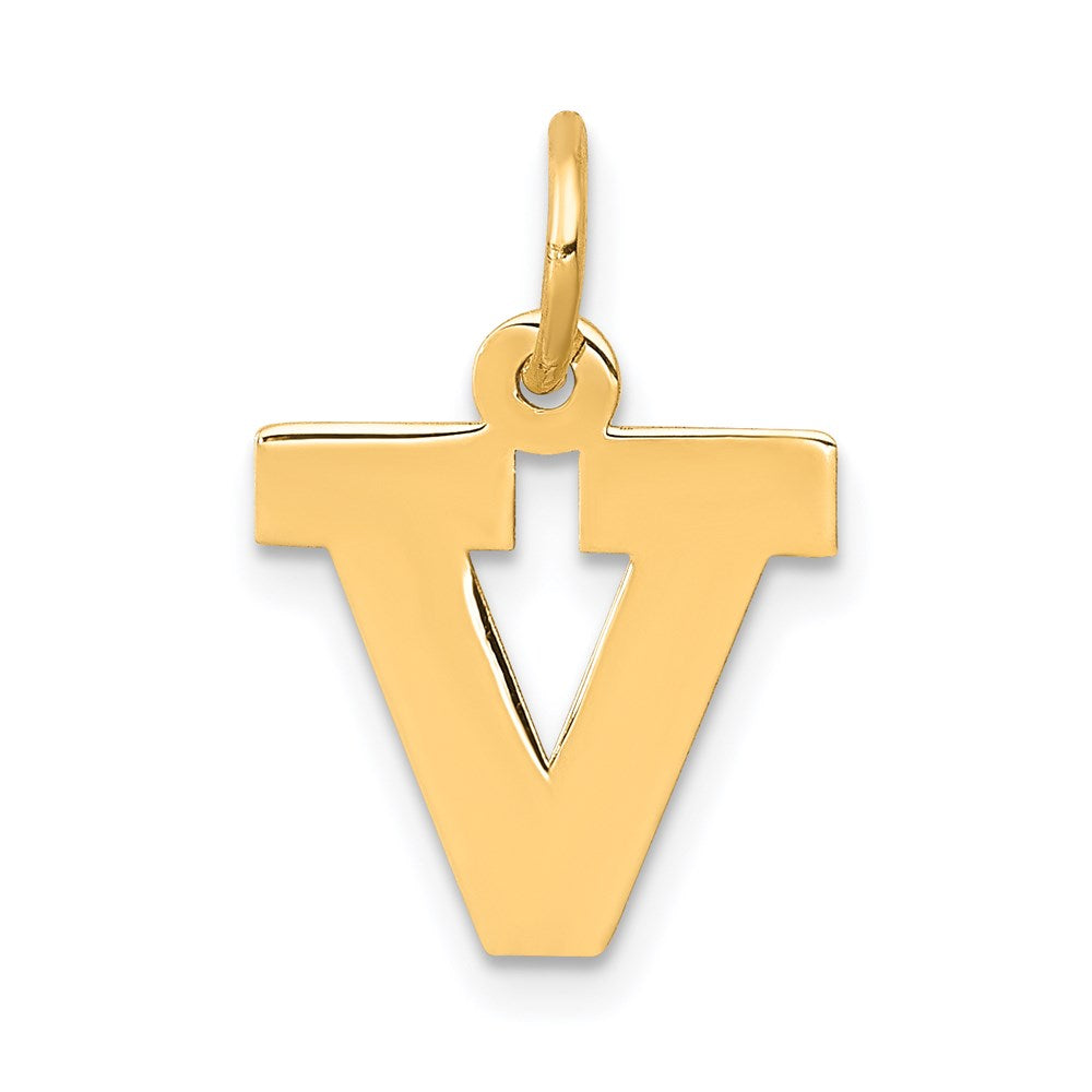 14k Small Block Letter V Initial Charm