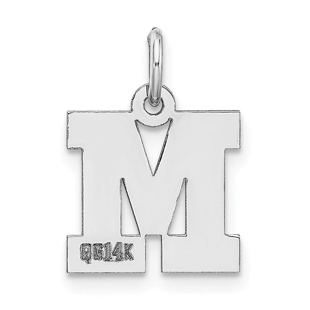 14KW Small Block Letter M Initial Charm