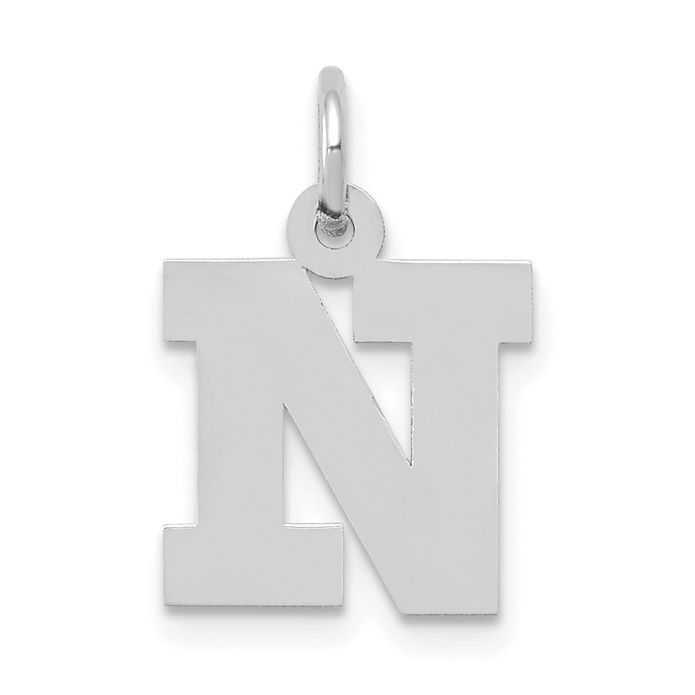 14KW Small Block Letter N Initial Charm