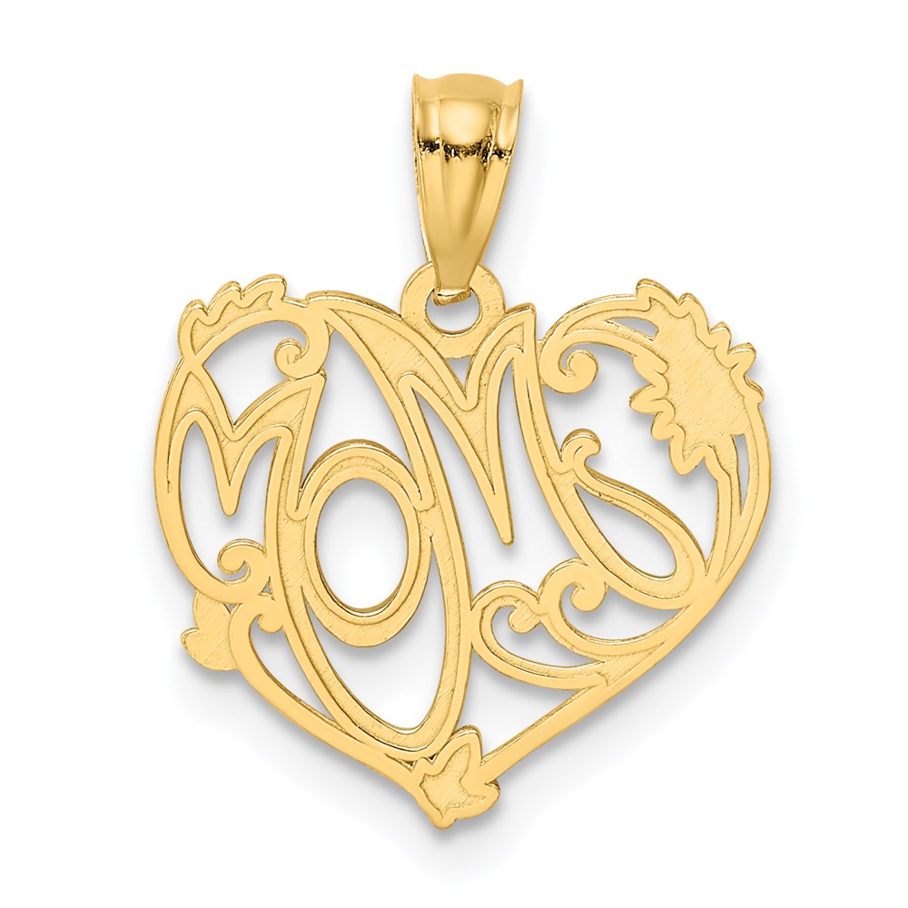 14k and Rhodium MOM Pendant