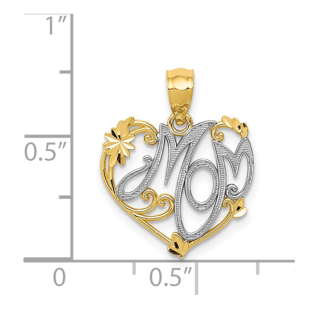 14k and Rhodium MOM Pendant