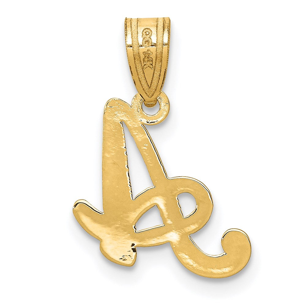 14KY Script Letter A Initial Pendant