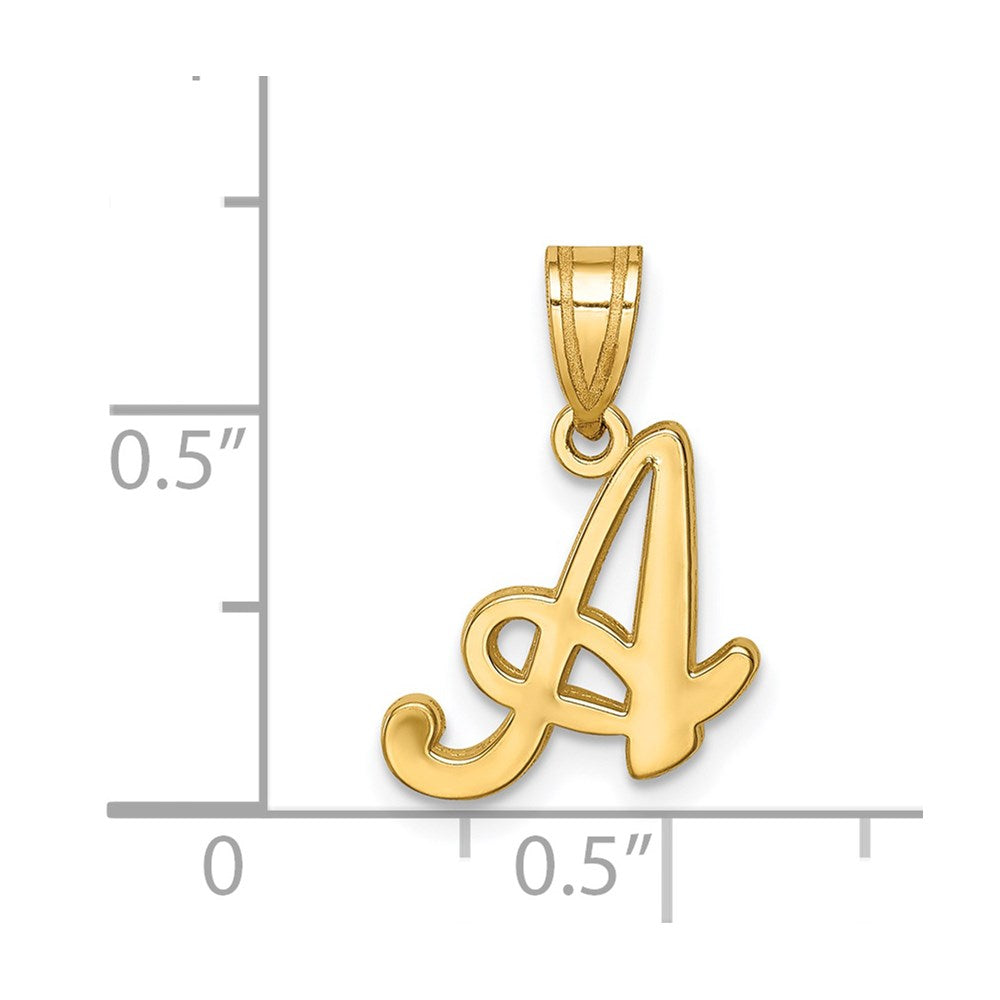 14KY Script Letter A Initial Pendant