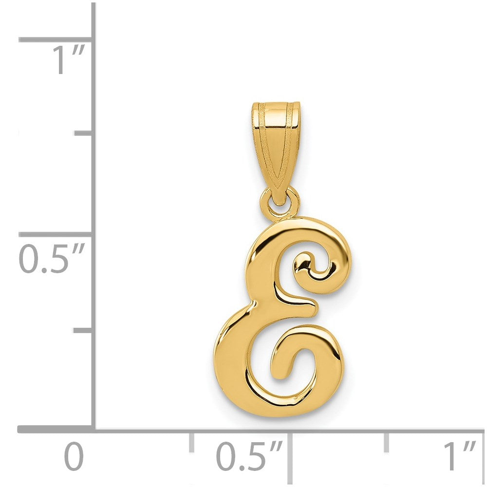 14KY Script Letter E Initial Pendant