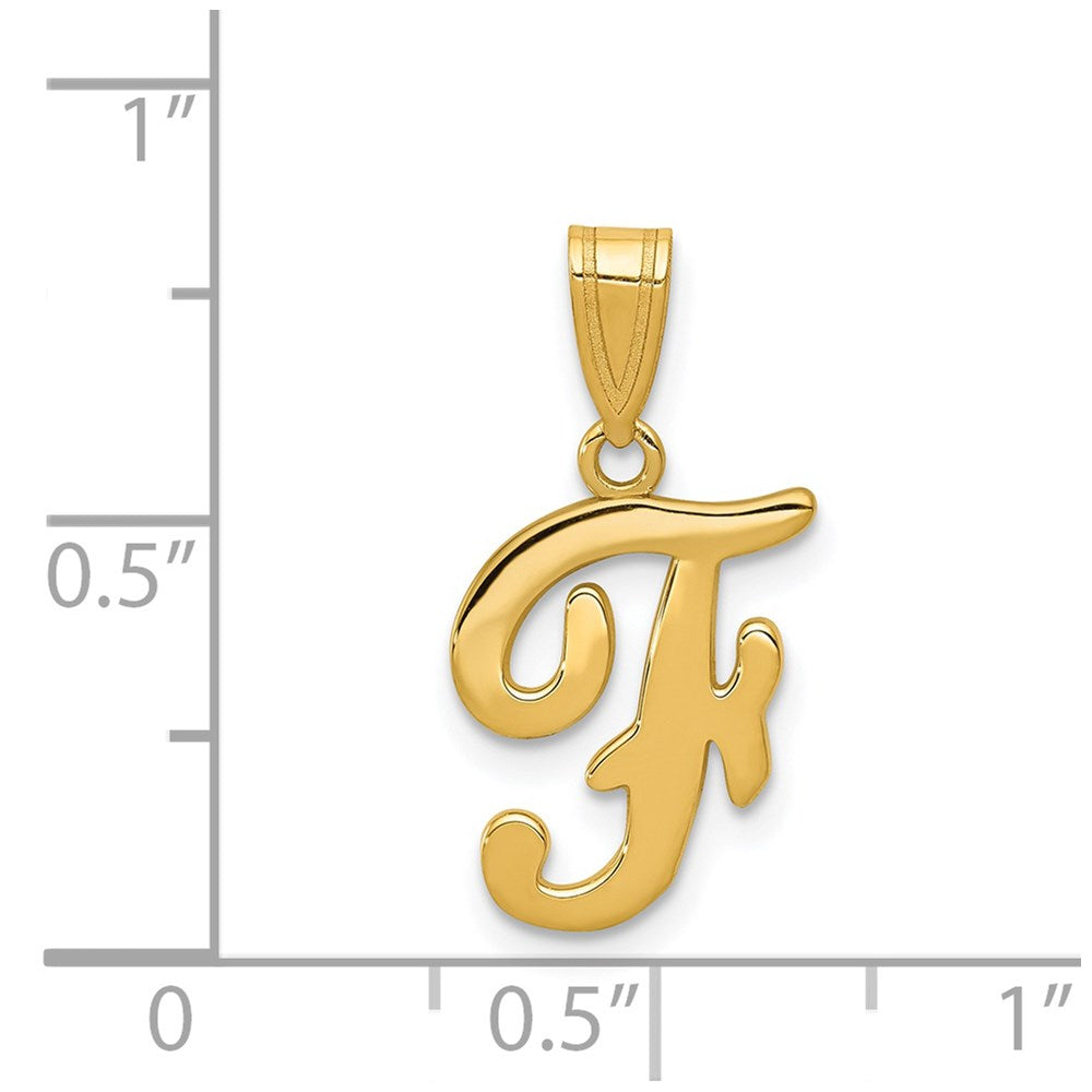 14KY Script Letter F Initial Pendant