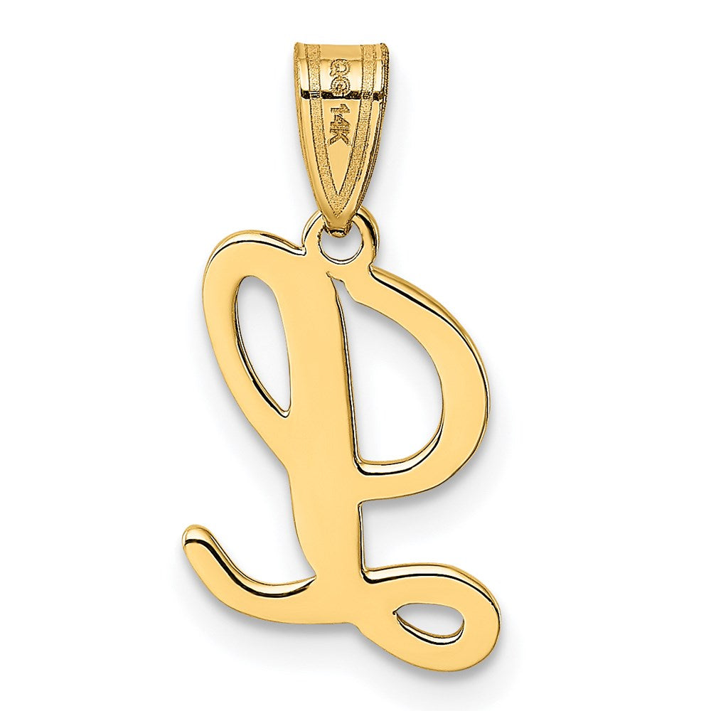 14KY Script Letter L Initial Pendant