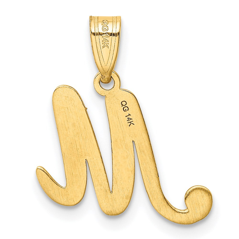 14KY Script Letter M Initial Pendant