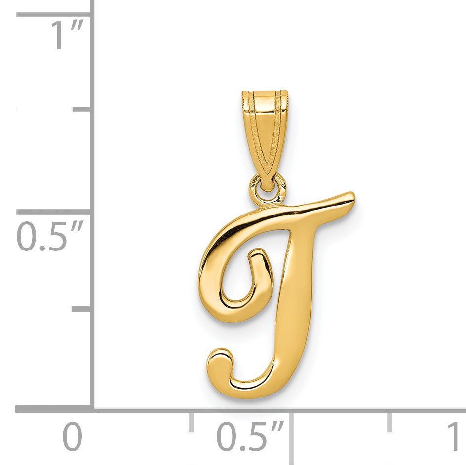 14k T Script Initial Pendant YC993T