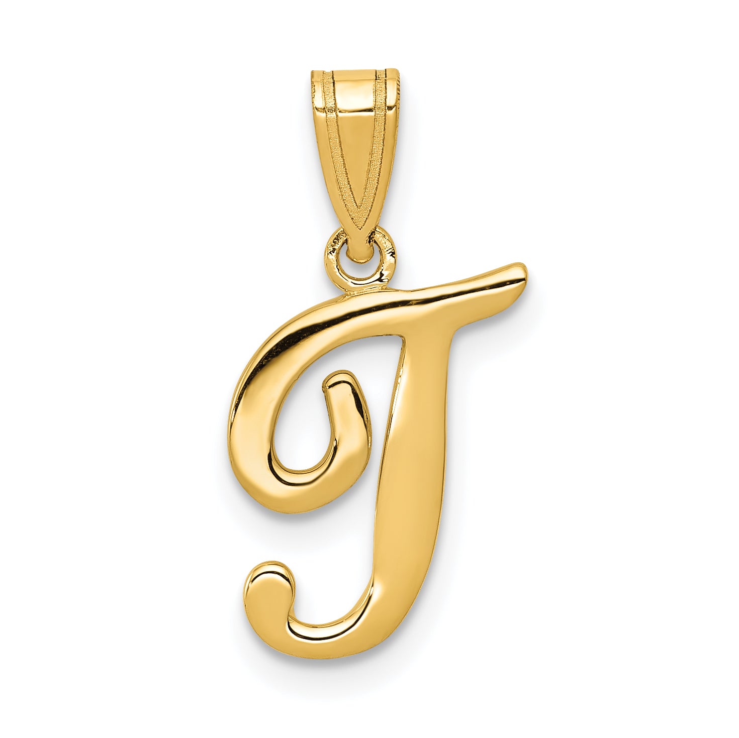 14k T Script Initial Pendant YC993T