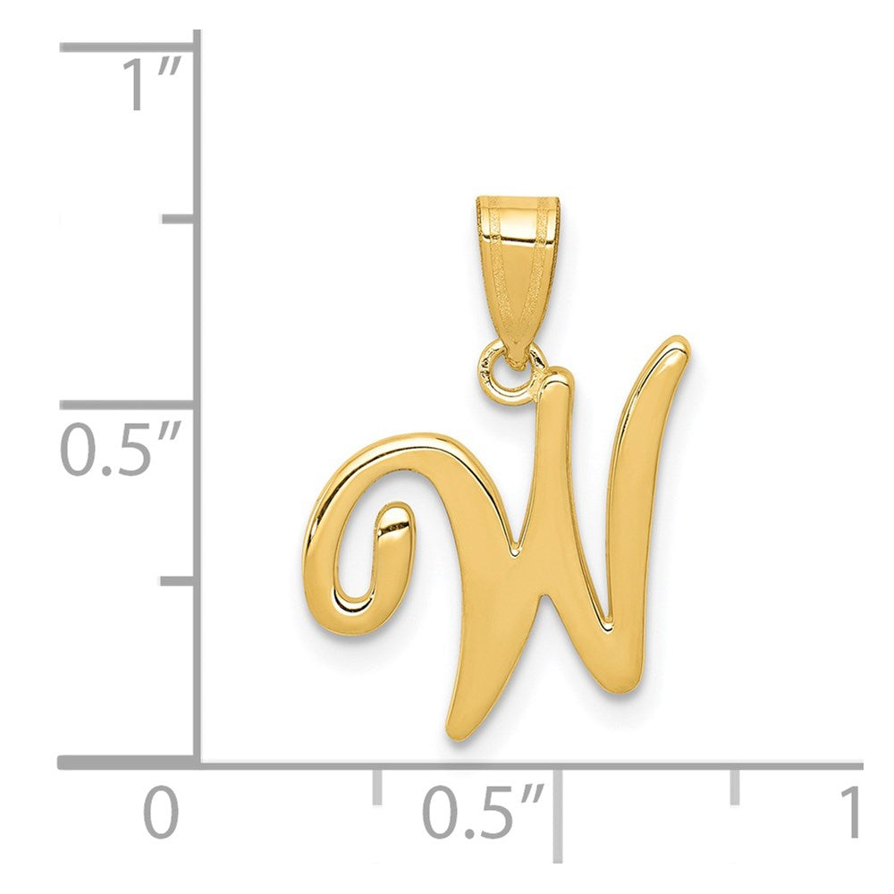 14KY Script Letter W Initial Pendant