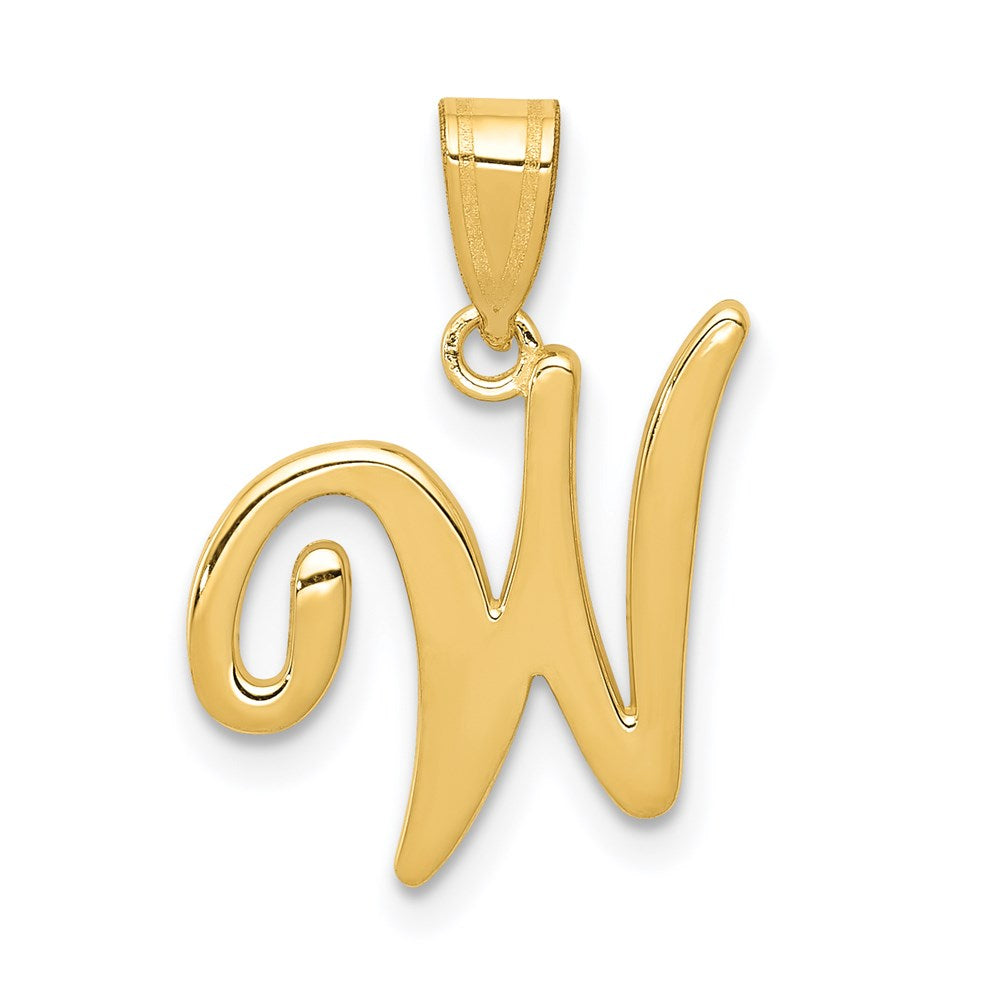 14KY Script Letter W Initial Pendant