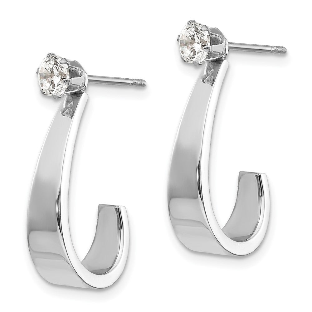 14k White Gold J Hoop w/CZ Earring Jackets