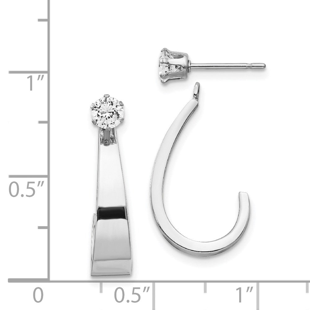 14k White Gold J Hoop w/CZ Earring Jackets